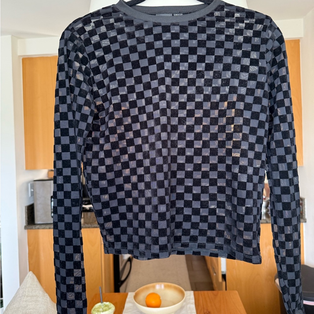 Girrlscout The Taylor Checkered Mesh Top